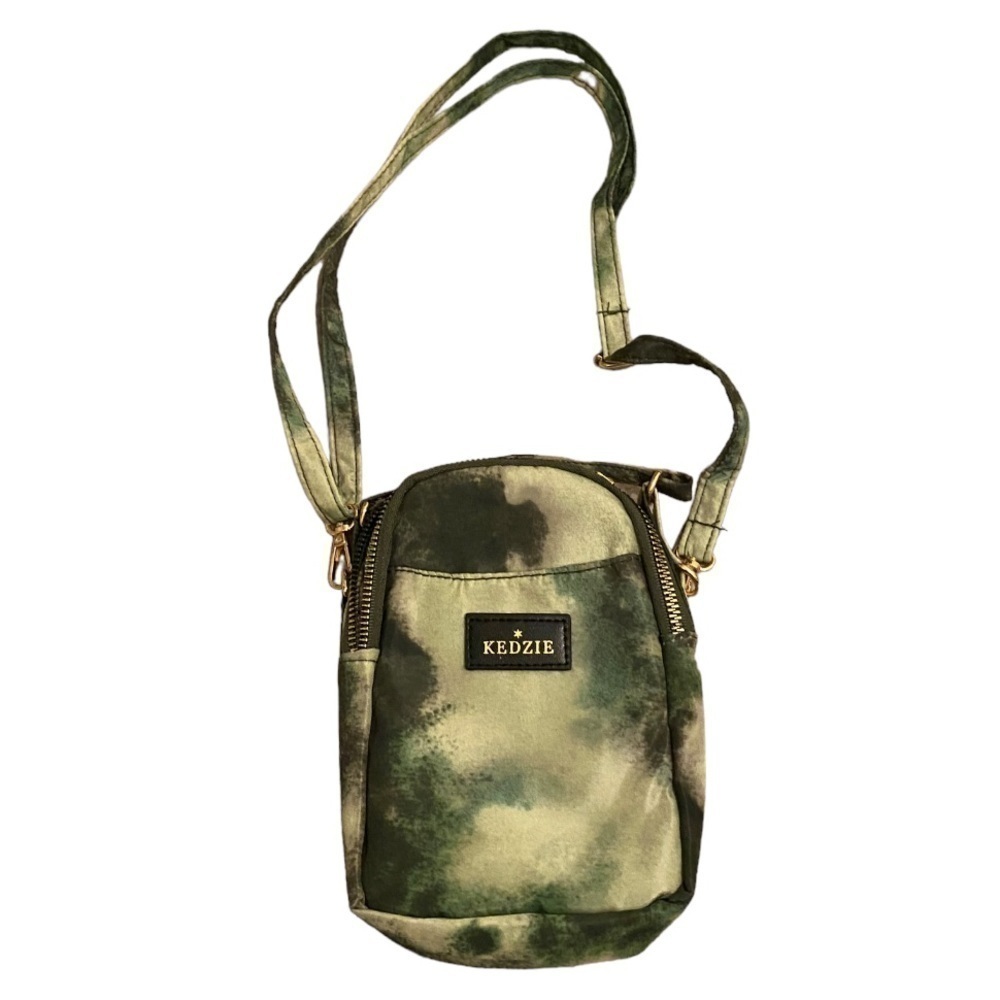 Kedzie green Moro comfy crossbody bag / phone bag . Adjustable strap.
